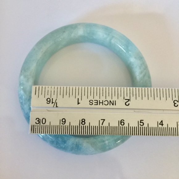 NWOT Natural Blue Aquamarine Crystal Bangle 56mm - Picture 13 of 16